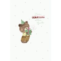 Geburtstag  Karte mit Briefumschlag Bär mit Geschenk