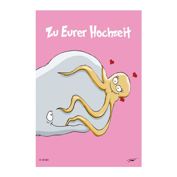 Hochzeit - Glückwunschkarte zur Vermählung im Format 11,5 x 17 cm mit Umschlag - Kwal der Wal - Doppelkarte - UV: € 2,25