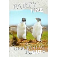 Geburtstag  Karte mit Briefumschlag Pinguine, Partytime