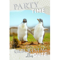 Geburtstag  Karte mit Briefumschlag Pinguine, Partytime