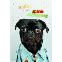 Geburtstag  Karte mit Briefumschlag Hund in Jacke