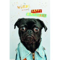 Geburtstag  Karte mit Briefumschlag Hund in Jacke