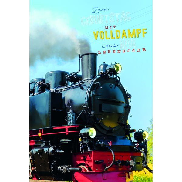 Geburtstag  Karte mit Briefumschlag Lokomotive, Volldampf ins neue Lebensjahr