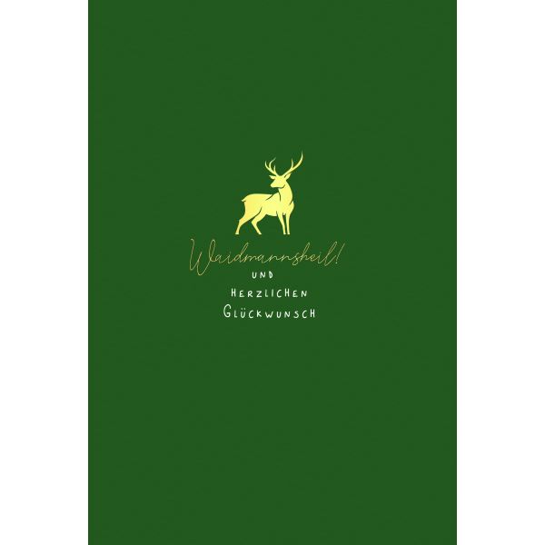 Geburtstag Karte mit Briefumschlag Jagd, Hirsch, Waidmannsheil, Jäger