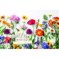 Geburtstag  Karte mit Briefumschlag bunte Blumen