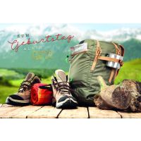 Geburtstag  Karte mit Briefumschlag Berge, Wandern, Tracking