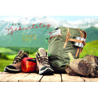 Geburtstag  Karte mit Briefumschlag Berge, Wandern, Tracking