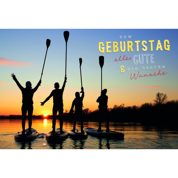 Geburtstag  Karte mit Briefumschlag Stand-Up Padel, Kajak, Rudern