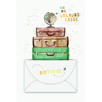 Geburtstag Geldkarte  Karte mit Briefumschlag Koffer,...
