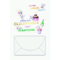Geburtstag Geldkarte  Karte mit Briefumschlag Mäuse
