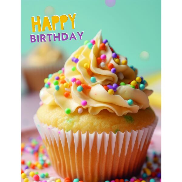 Geburtstag Minikarte Karte mit Briefumschlag Cupcake, Muffin, Happy Birthday