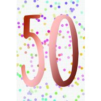 50. Geburtstag  Karte mit Briefumschlag bunte Punkte,...