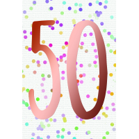 50. Geburtstag  Karte mit Briefumschlag bunte Punkte,...
