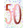 50. Geburtstag  Karte mit Briefumschlag bunte Punkte, roségoldene Metallicfolie