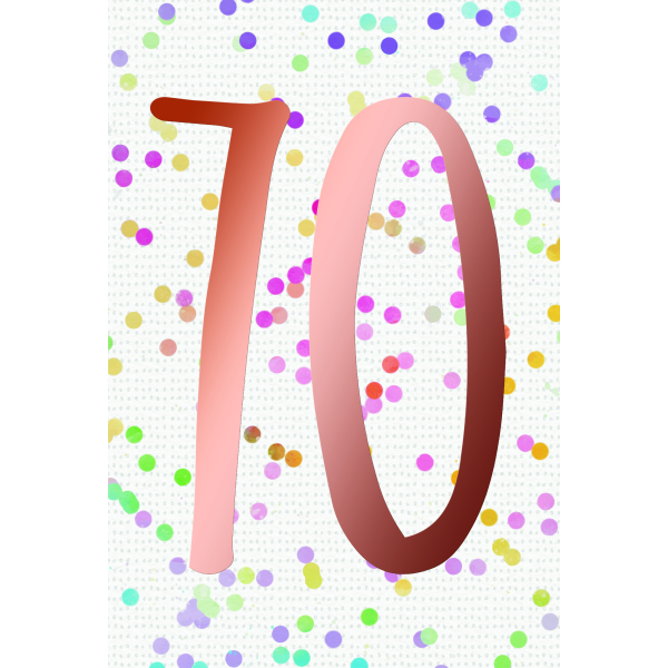 70. Geburtstag  Karte mit Briefumschlag bunte Punkte, roségoldene Metallicfolie