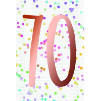 70. Geburtstag  Karte mit Briefumschlag bunte Punkte,...