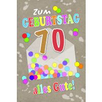 70. Geburtstag  Karte mit Briefumschlag Konfetti,...