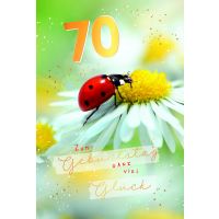 70. Geburtstag  Karte mit Briefumschlag Marienkäfer...