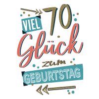 70. Geburtstag  Karte mit Briefumschlag Viel Glück,...