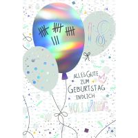 18. Geburtstag  Karte mit Briefumschlag Luftballons, mit...