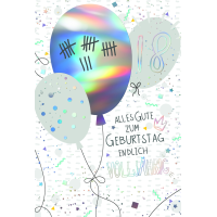 18. Geburtstag  Karte mit Briefumschlag Luftballons, mit...