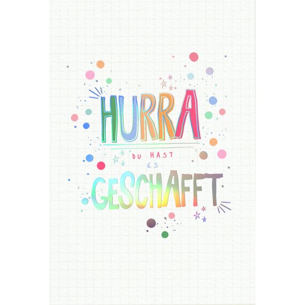 Prüfung  Karte mit Briefumschlag Schriftkarte, Naturkarton, mit Regenbogenfolie