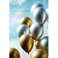 Prüfung  Karte mit Briefumschlag Luftballons, mit...