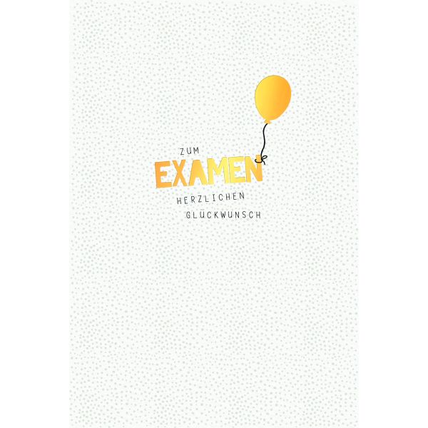 Examen  Karte mit Briefumschlag Luftballon, goldfolie