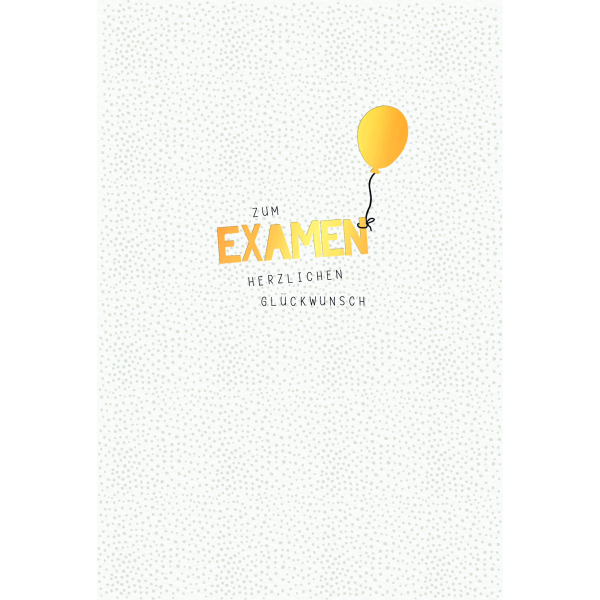 Examen  Karte mit Briefumschlag Luftballon, goldfolie