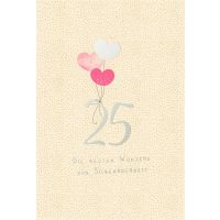 Silberhochzeit Green Line Karte mit Briefumschlag Herzen,...