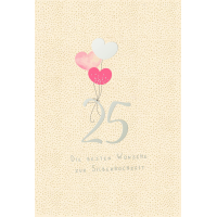 Silberhochzeit Green Line Karte mit Briefumschlag Herzen,...