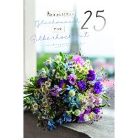 Silberhochzeit  Karte mit Briefumschlag Blumen