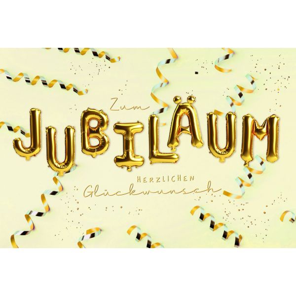 Jubiläum  Karte mit Briefumschlag Schriftkarte, mit Goldfolie