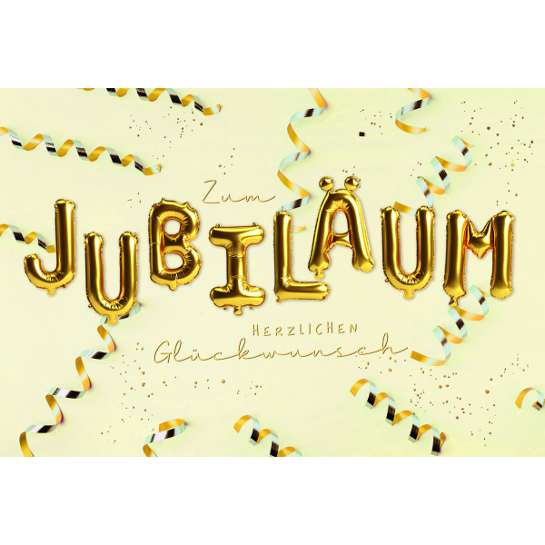 Jubiläum  Karte mit Briefumschlag Schriftkarte, mit Goldfolie