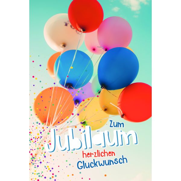 Jubiläum  Karte mit Briefumschlag Bunte Luftballons