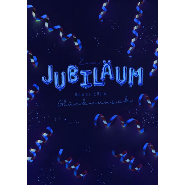 A Jubiläum große A4 XXL Karte mit Briefumschlag Luftschlangen Luftballons Zum Jubiläum herzlichen Glückwunsch