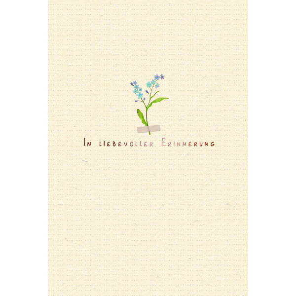 Trauer Beileid Kondolenz Green Line Karte mit Briefumschlag Blume, In liebevoller Erinerung