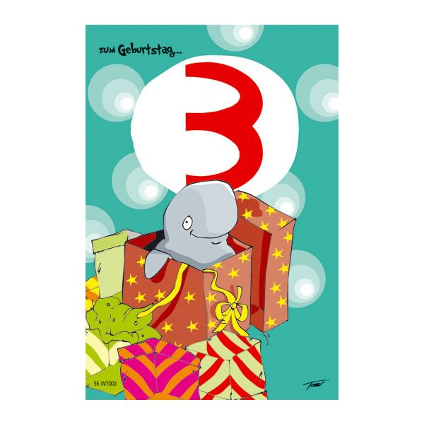 3. Geburtstag Kindergeburtstag Karte mit Umscxhlag Kwal der Wal UVP: € 2,25
