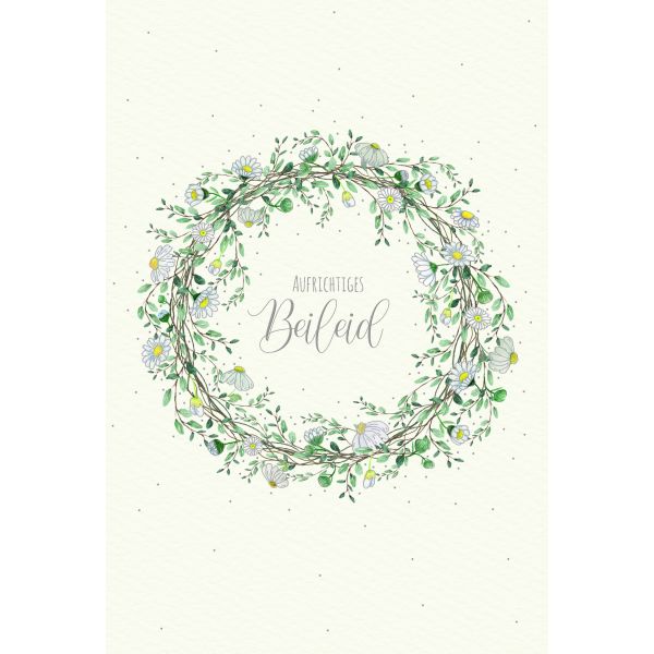 Trauer Beileid Kondolenz Skorpions Art Karte mit Briefumschlag Blumenkranz, Aufrichtiges Beileid