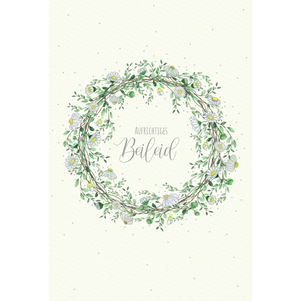 Trauer Beileid Kondolenz Skorpions Art Karte mit Briefumschlag Blumenkranz, Aufrichtiges Beileid