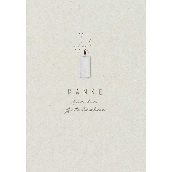 Trauer Beileid Kondolenz Danksagung 5er Beutel Karte mit Briefumschlag brennende Kerze, Danke für die Anteilnahme