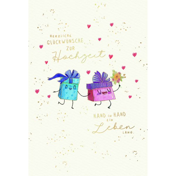 Hochzeit Skorpions Art Karte mit Briefumschlag Hand in Hand  ein Leben lang