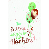 Hochzeit  Karte mit Briefumschlag Luftballons, Herzen,...