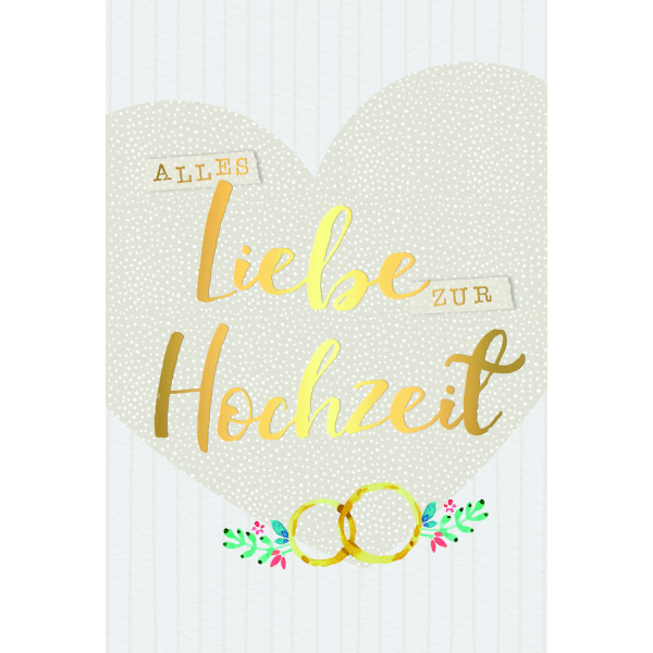 Hochzeit  Karte mit Briefumschlag Eheringe, Blätterranken