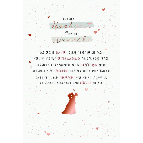 Hochzeit  Karte mit Briefumschlag Brautpaar