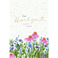 Hochzeit  Karte mit Briefumschlag Blumen und Blätter