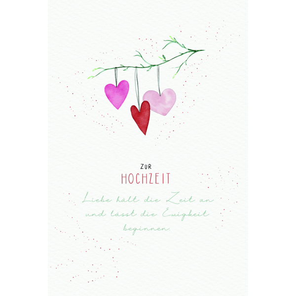 Hochzeit  Karte mit Briefumschlag Zweig mit Herzen