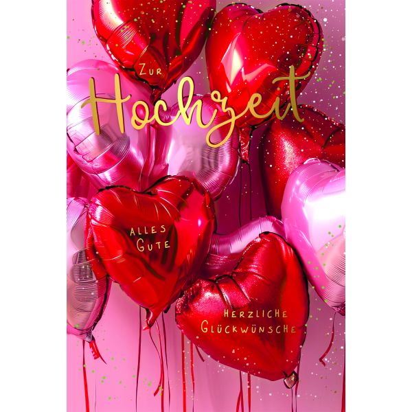 Hochzeit  Karte mit Briefumschlag Herzförmige Luftballons