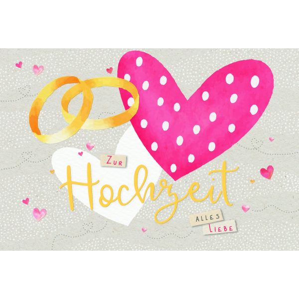 Hochzeit  Karte mit Briefumschlag Herz, Eheringe