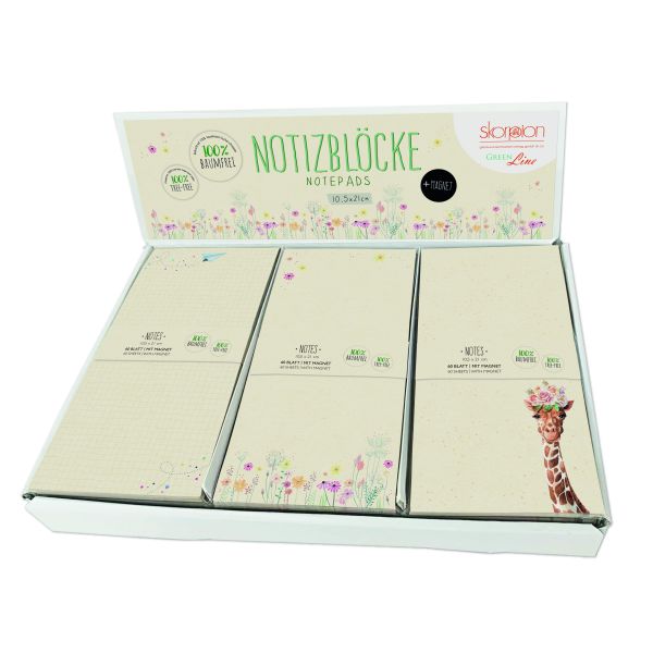 18 Notizblöcke DIN Lang im Display 4 Motive a 6 Block UVP: 81,00 €